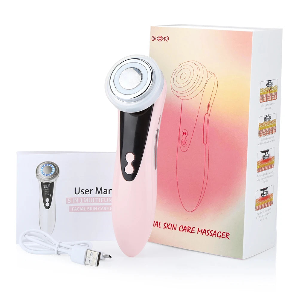 Face Massager Skin 5 In 1 Rejuvenation Massage LED Facial Lifting Beauty Vibration Wrinkle Removal Anti Aging Face Care