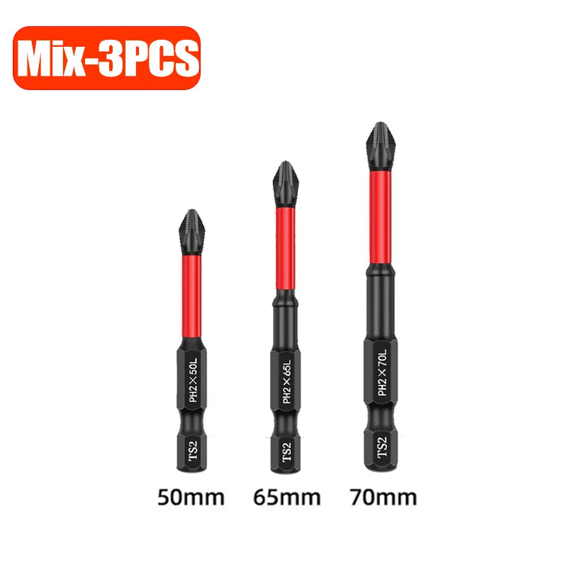 Magnetic Screwdriver Bit Set 12 Pc, S2 Steel Anti-Slip Impact