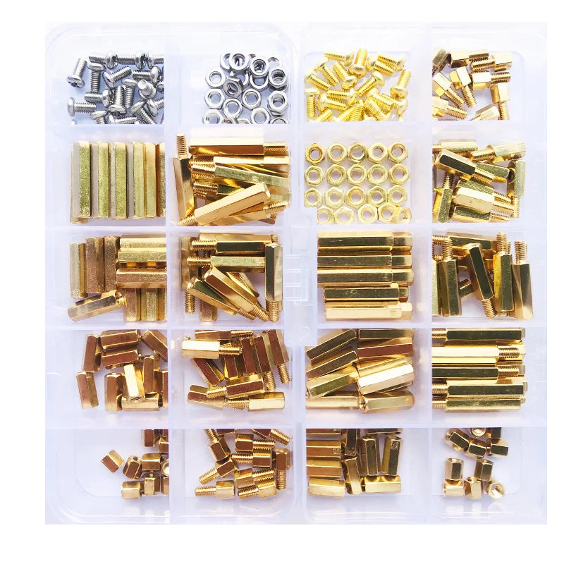 M3 Hex Brass Standoff with Brass Screw Nut Kit PCB Motherboard Standoff Spacer Screw Nut Thread Pillar Mount Male Female Spacer