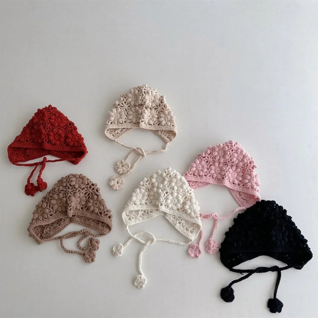 Baby Crochet Ear Flap Beanie - Handmade Knit Hat for Girls - photo 2