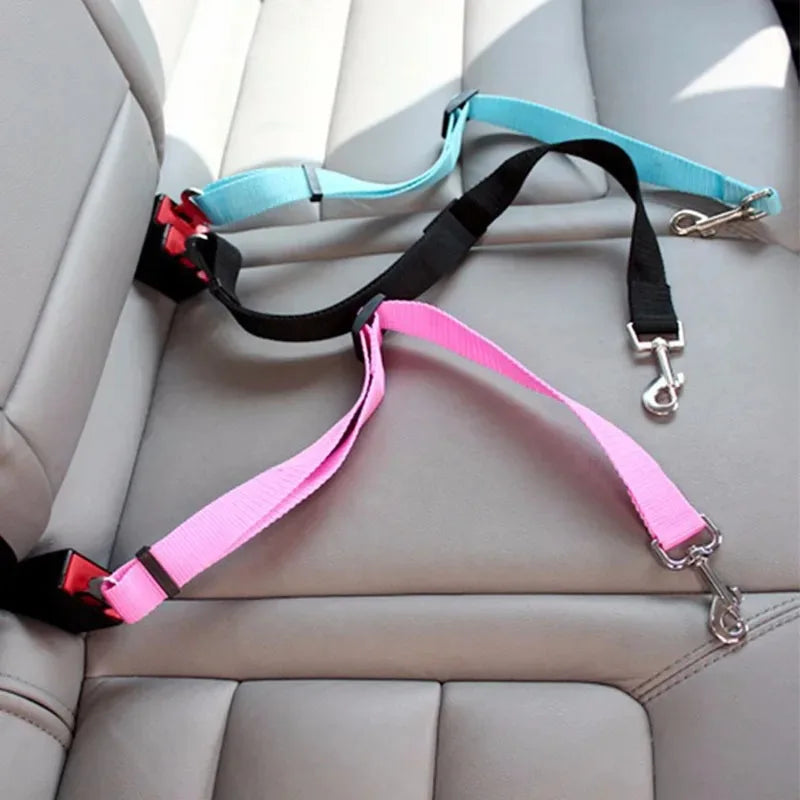 Dog Car Seat Belt Safety Protector – Adjustable Pet Travel Harness Leash & Collar Clip | Universal Fit