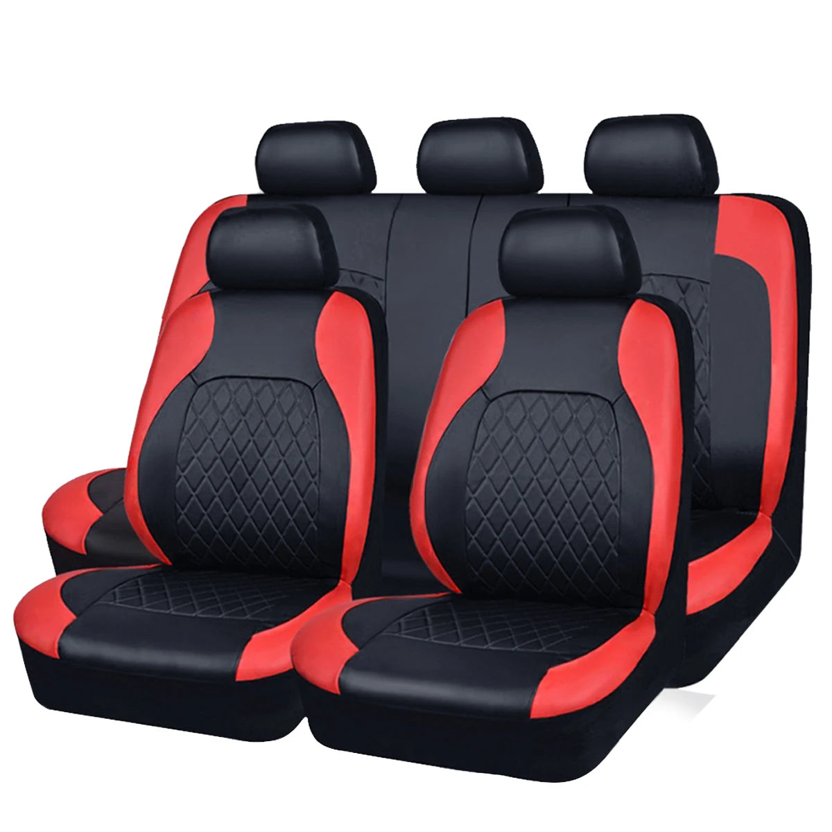 All-Season Quilted PU Leather Car Seat Cover, Waterproof Set