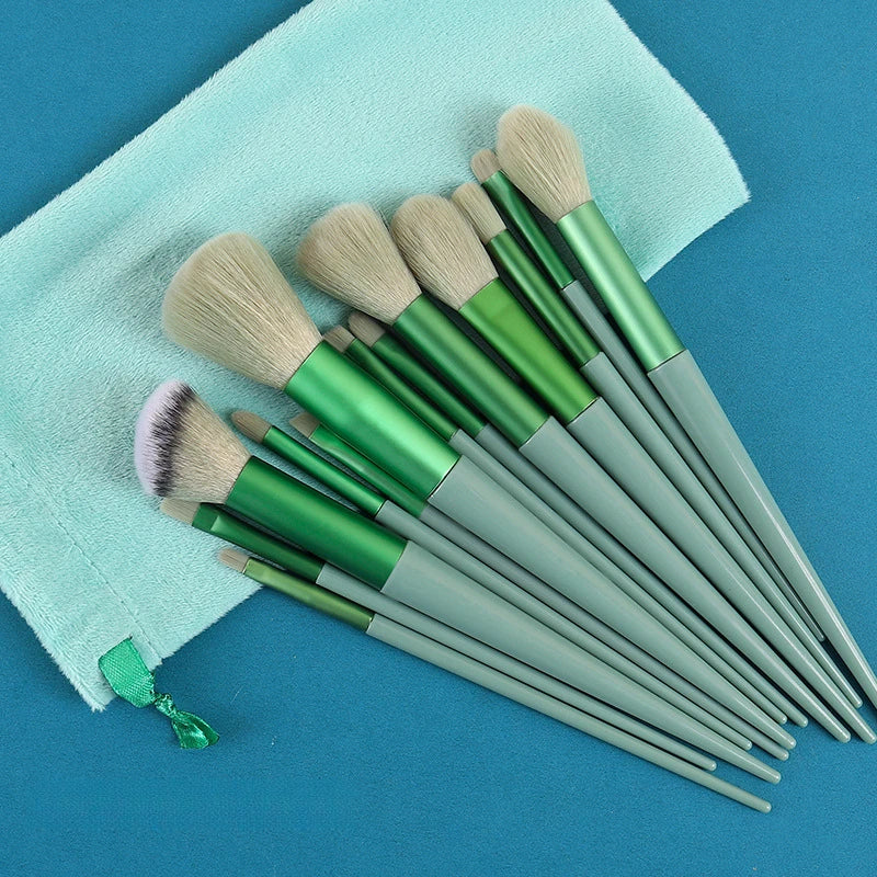 13-Piece Fluffy Makeup Brush Set for Face & Eyes