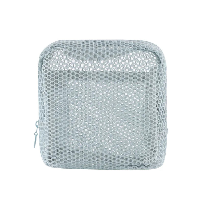 Square Mesh Cosmetic Bag Portable Lipstick Cosmetic Storage Bag with Zipper Multi-purpose Sundries Storage Bag Cute Student Case