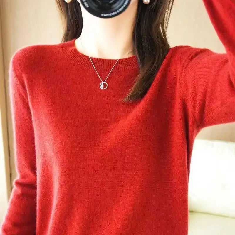 Women's Soft Knit Crew Neck Sweater, Basic Jumper