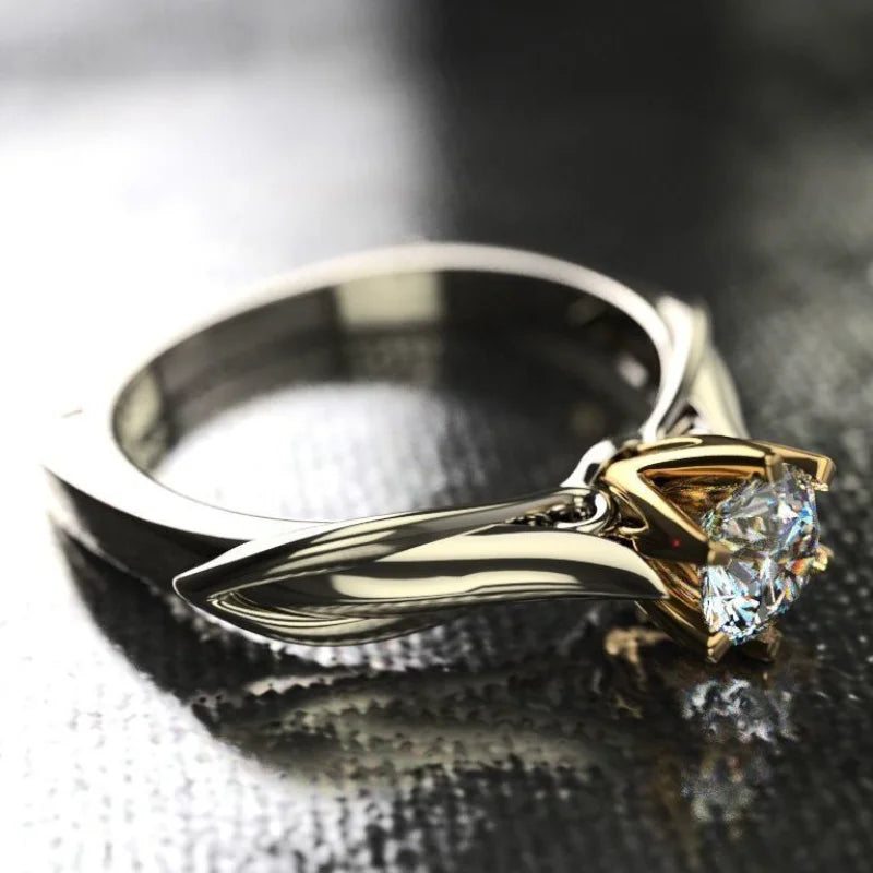 Certified Moissanite Ring for Women - 925 Silver, 18K Gold Plated