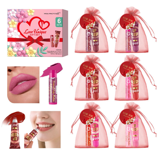 24 Piece Lip Gloss and Lipstick Gift Set with Red Card and Organza Bag