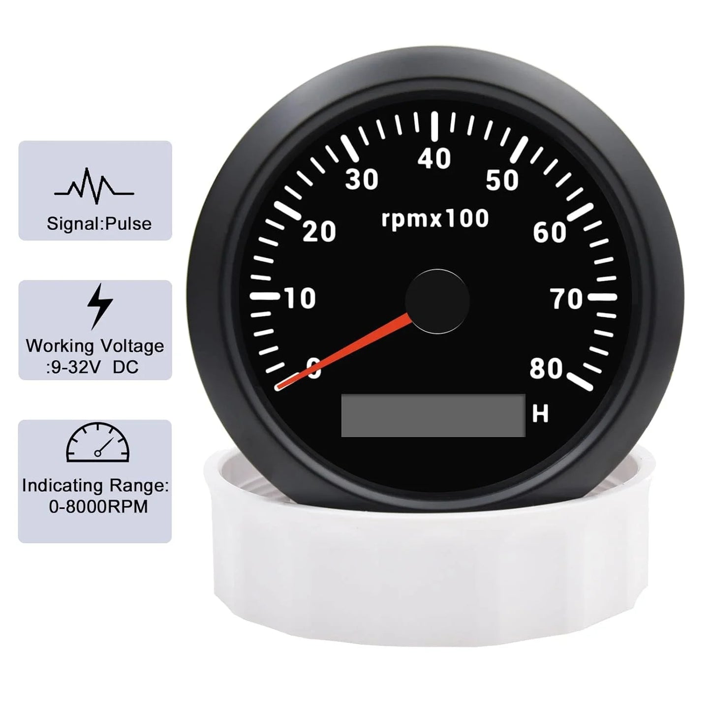 85mm Marine Tachometer With 7 Colors Backlight Hourmeter For Boat Yacht RV Camper 9-32V