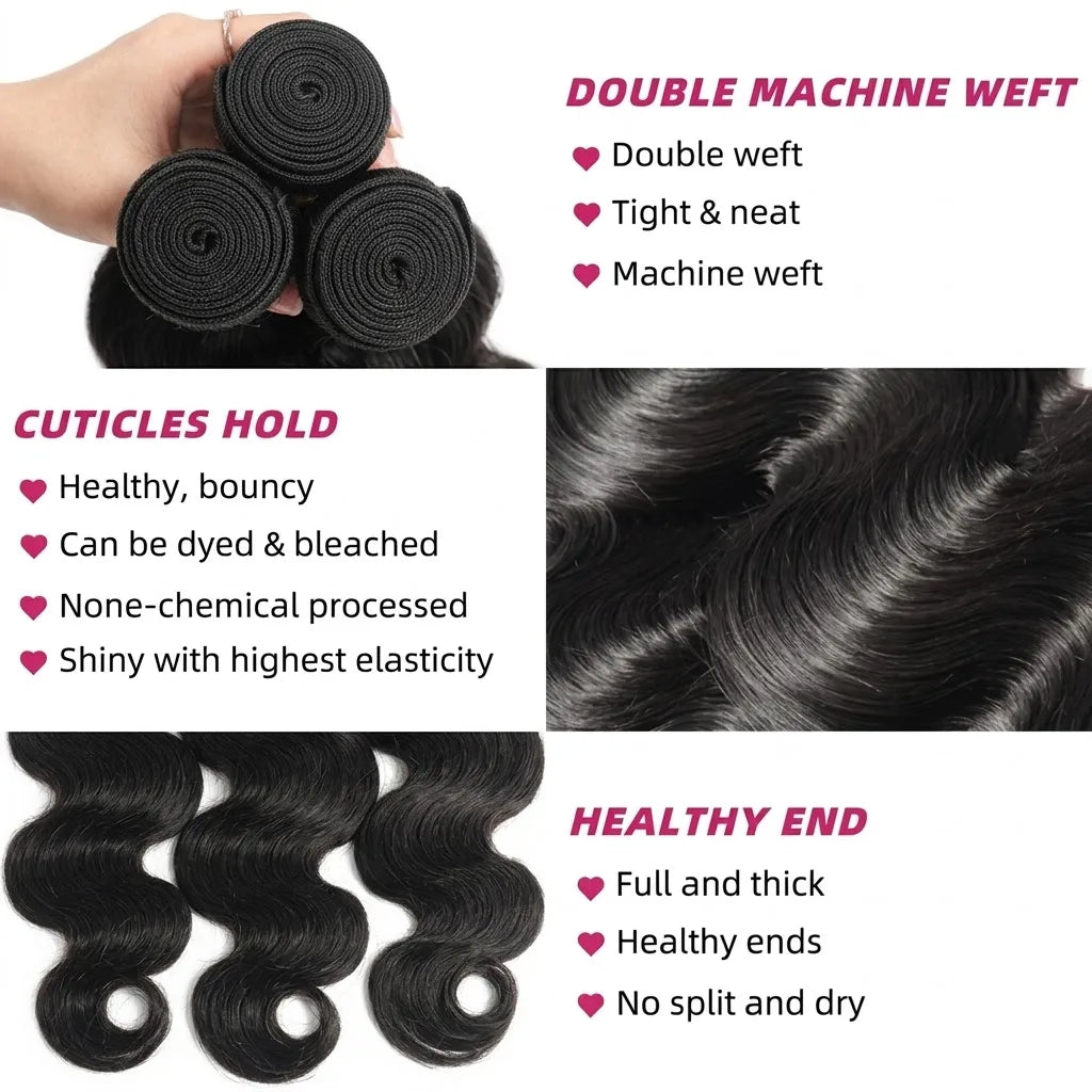 14A Body Wave Bundles Human Hair Brazilian Hair Weave Bundles Natural Black Human Hair Extensions 3 4 PCS Bundles For Women