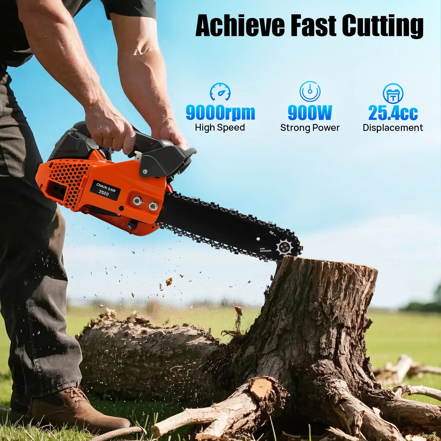 Top-Handle 25.4cc Gasoline Chainsaw – 2-Stroke Engine Logging & Wood Cutting Power Tool