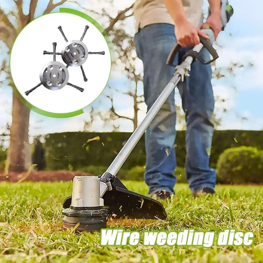 1Pcs 6 inch Universal Weed Brush Head Steel Wire Wheel Grass Trimmer Head Removal Moss Rust Lawn Mower Grass Trimmer Heads