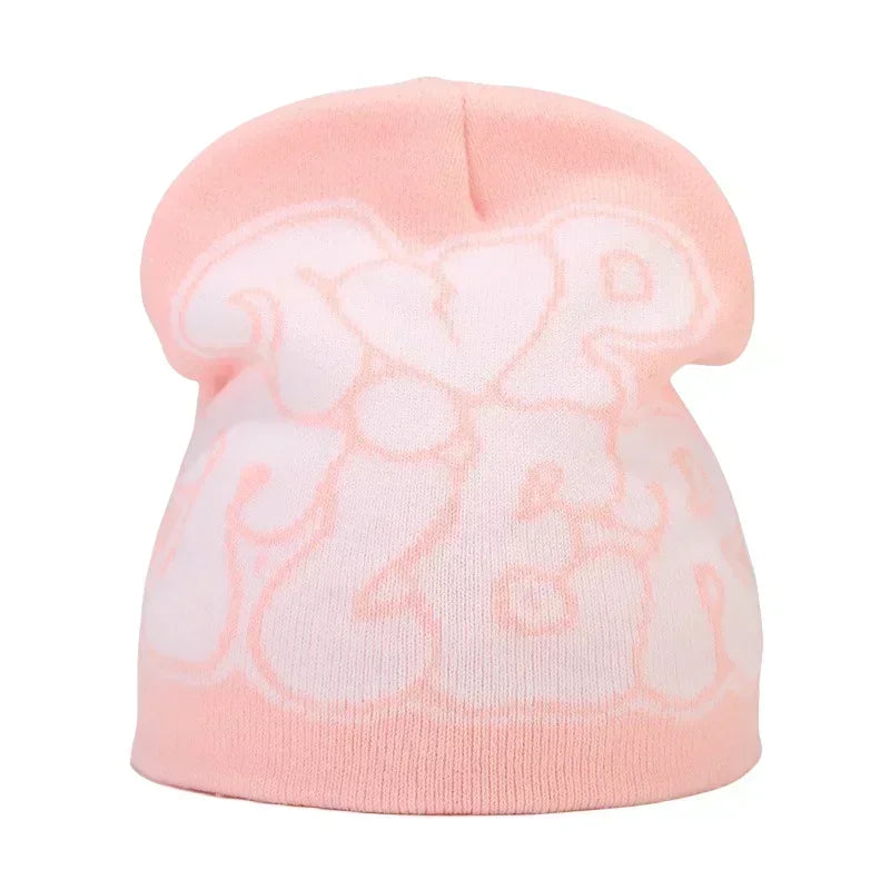 Y2K Letter Knit Beanie, Warm Ski Hat
