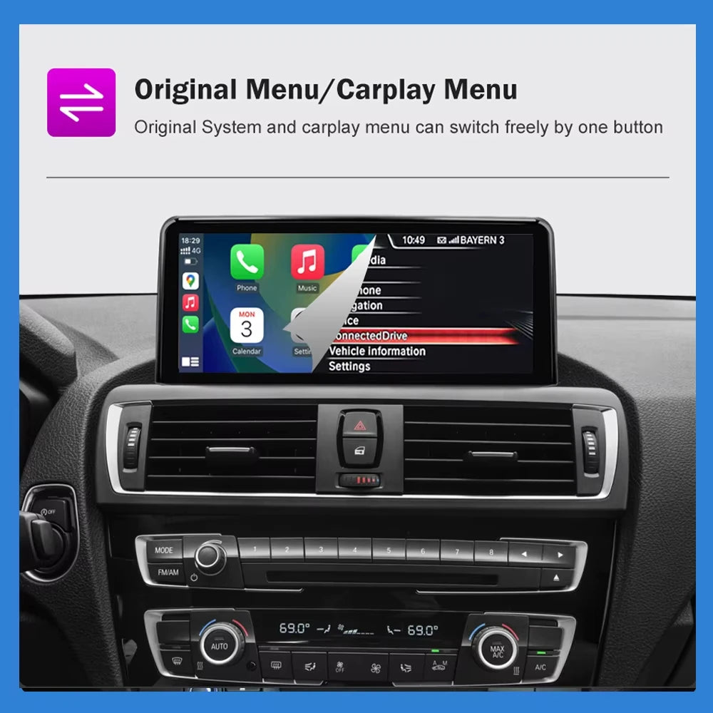 AUTOTOP 10.25”1920*720 Wireless Carplay Android Auto Car multimedia player for F20 F21 F22 F30 F31 F32 F33 F34 F36 NBT 2026-2026