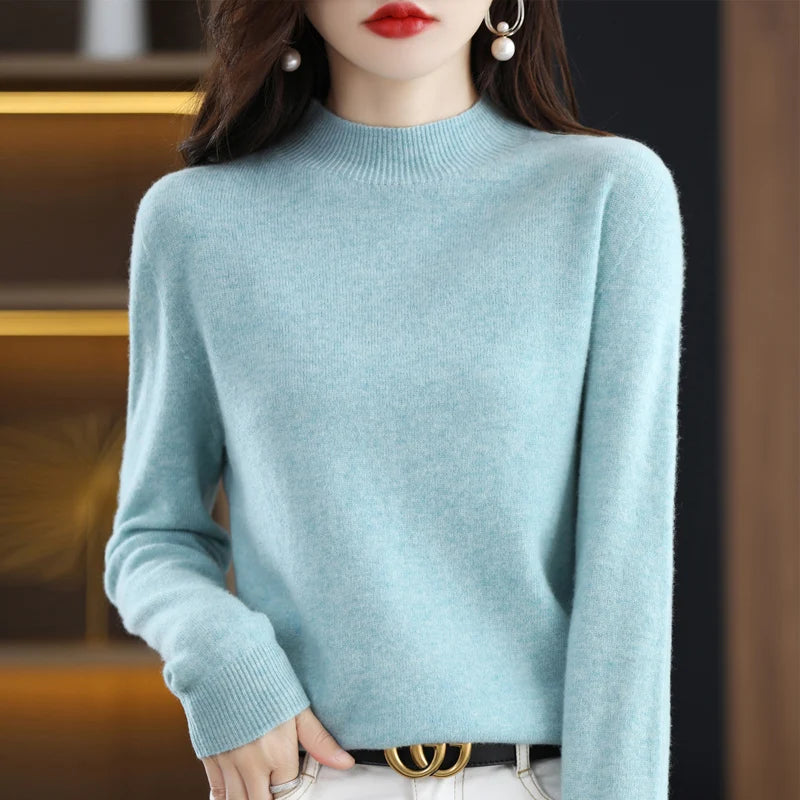 Women's Merino Wool Mock Neck Sweater
