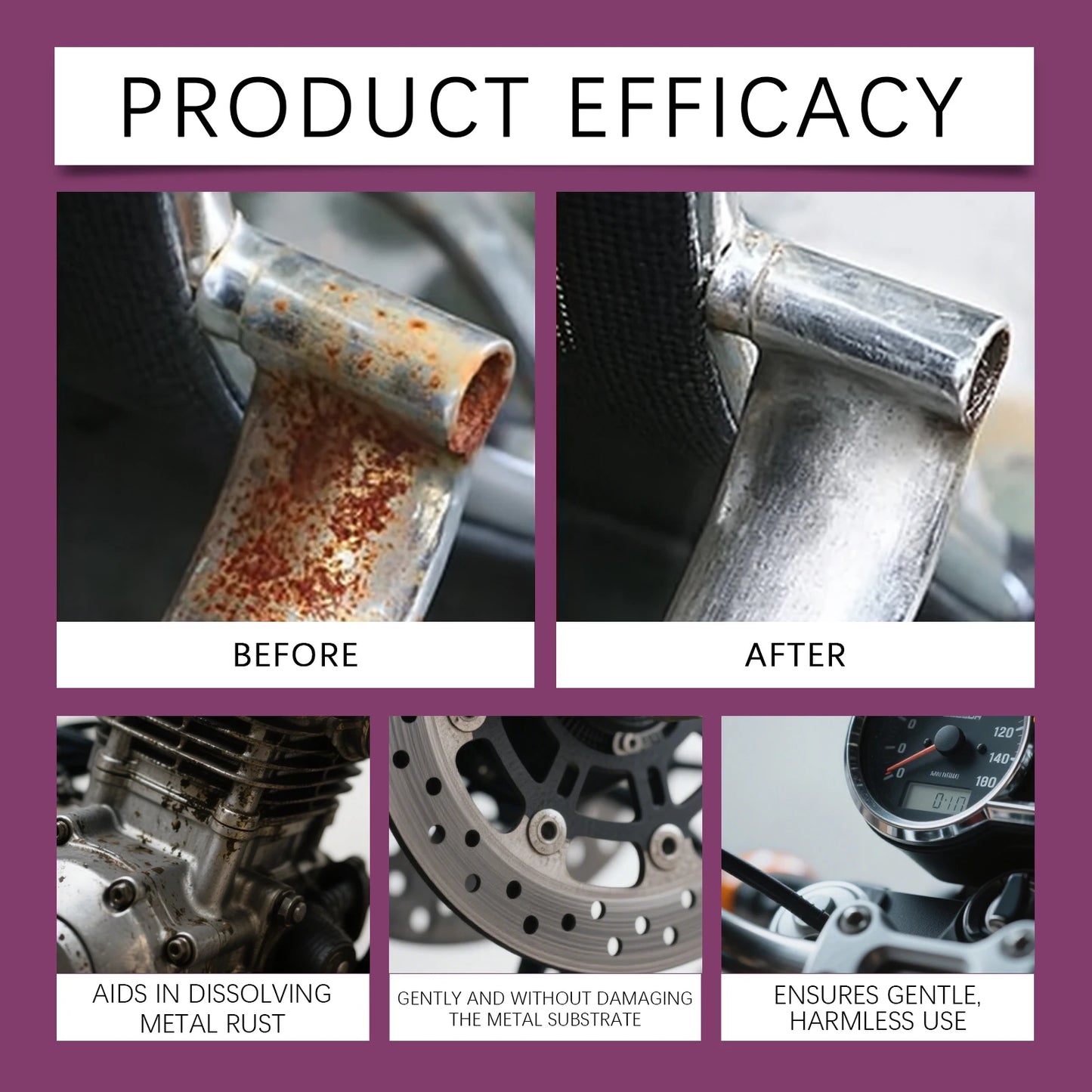 Car Rust Remover Spray Metal Chrome Paint Cleaner Iron Powder Remover Auto Detailing Maintenance Anti Rust Protectant 100ml