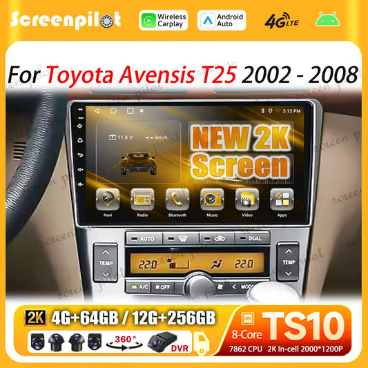 Car Stereo with Apple CarPlay & Android Auto, Compatible with Toyota Avensis T25