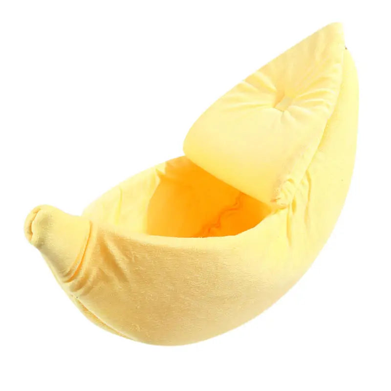 Banana‑Shape Cat Bed Deep Sleep Comfort Winter Warm Cat House Creative Indoor Small Pet Rest Cushion For Cats Dogs