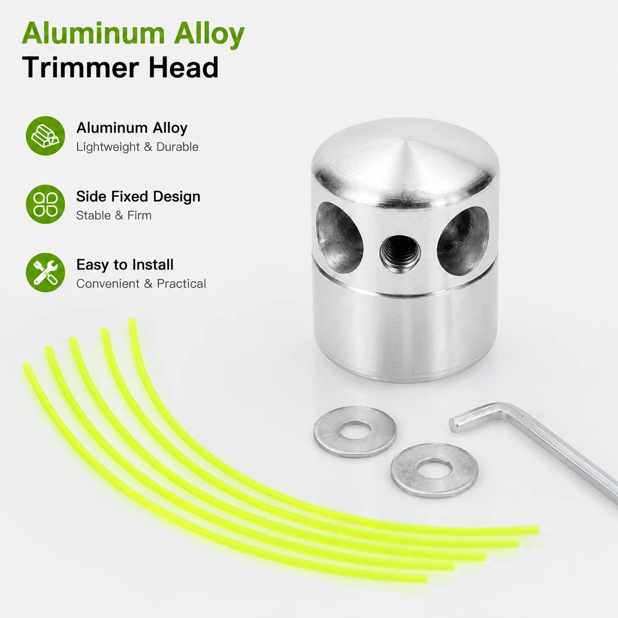 1Pc Aluminum Alloy Trimmer Head, Cylindrical Grass Cutter Head, 1in Hole, Steel Wire Ropes, Lawn Mower Garden Tool