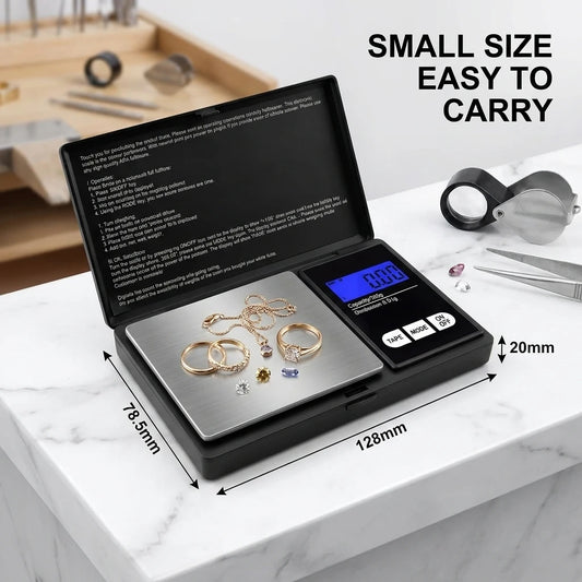 Mini Digital Pocket Scale High Precision Stainless Steel 0.01g Portable Jewelry Gold Gram Weight Balance Electronic Tool