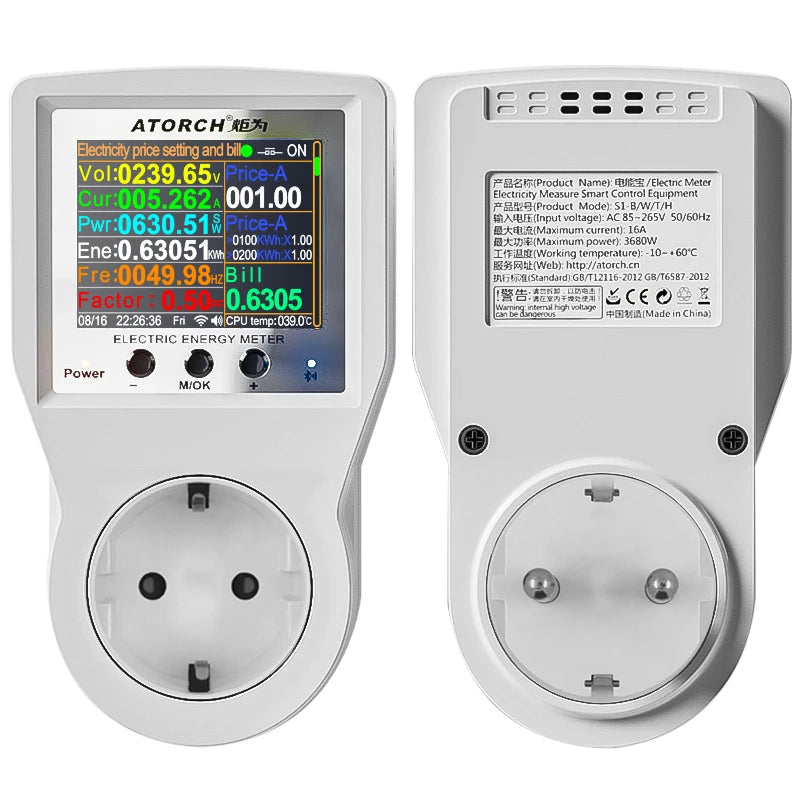 AC85-265V 16A Tuya WiFi Smart EU Socket Voltmeter Ammeter Power Meter Curve Electricity Bill Energy Consumption Analyzer Monitor