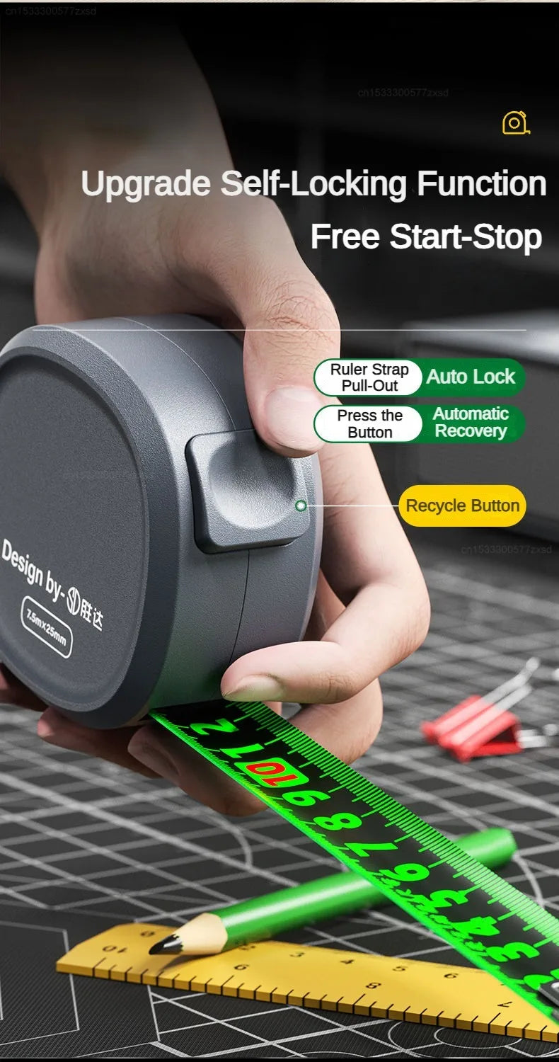 Mijia Tape Measure Self-locking Steel Tape 10m Portable Woodworking Measure Gauging Tool Retractable High Precision Meter Ruler