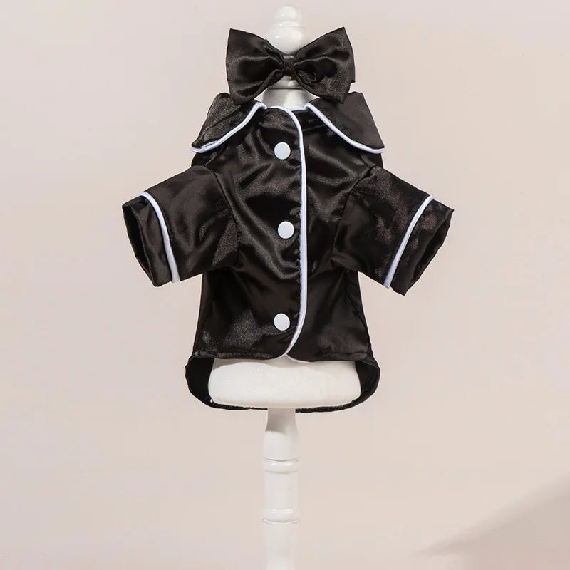 Satin Dog Pajama Set with Bow Headband - Small Dogs & Cats – photo 6
