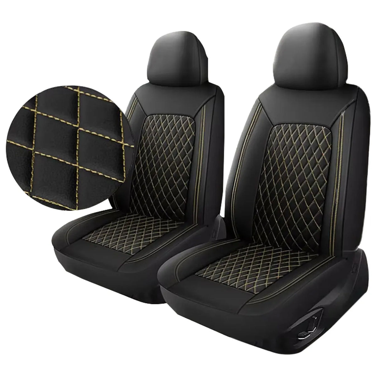 All-Season Quilted Faux Leather Car Seat Covers Universal Fit Most Cars