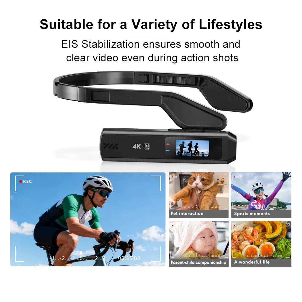 Head-Mounted 4K Action Camera — Anti-Shake 130° Wide Angle