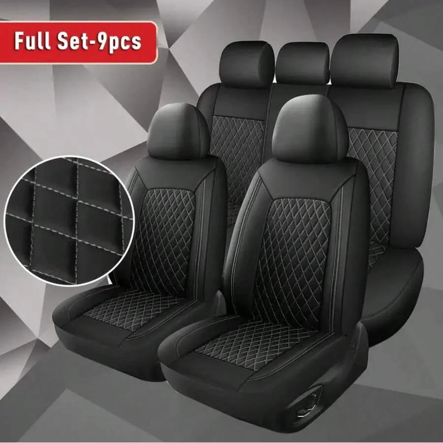All-Season Quilted Faux Leather Car Seat Covers Universal Fit Most Cars