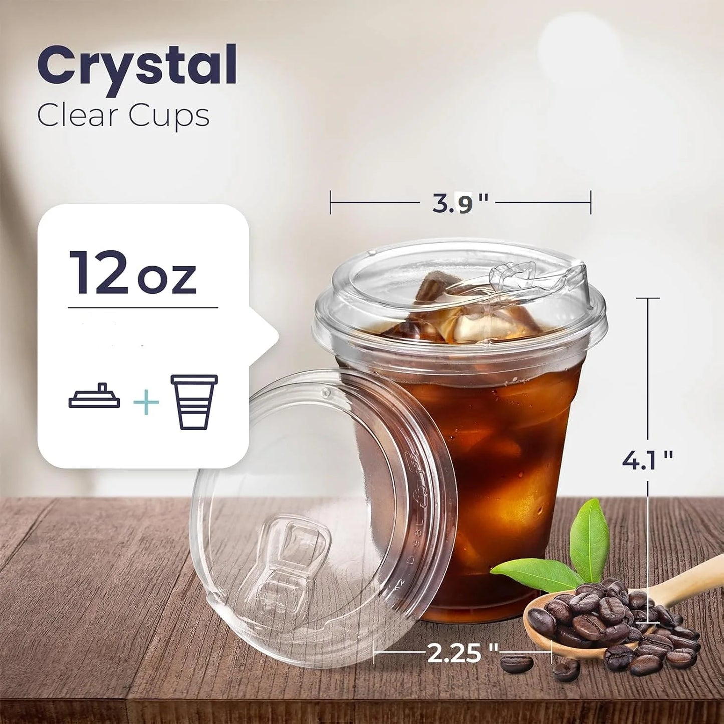 10 Sets Clear Plastic Cup with Sip lids 12//20/16 Disposable Cups for Iced Coffee or Juice Party  Smoothie Milkshake Cold Drinks