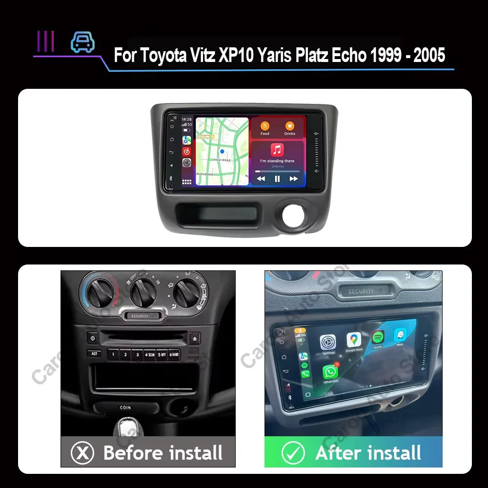 Android Car Stereo for Toyota Vitz, Yaris & Echo (1999–2005) — CarPlay, Android Auto, GPS Navigation