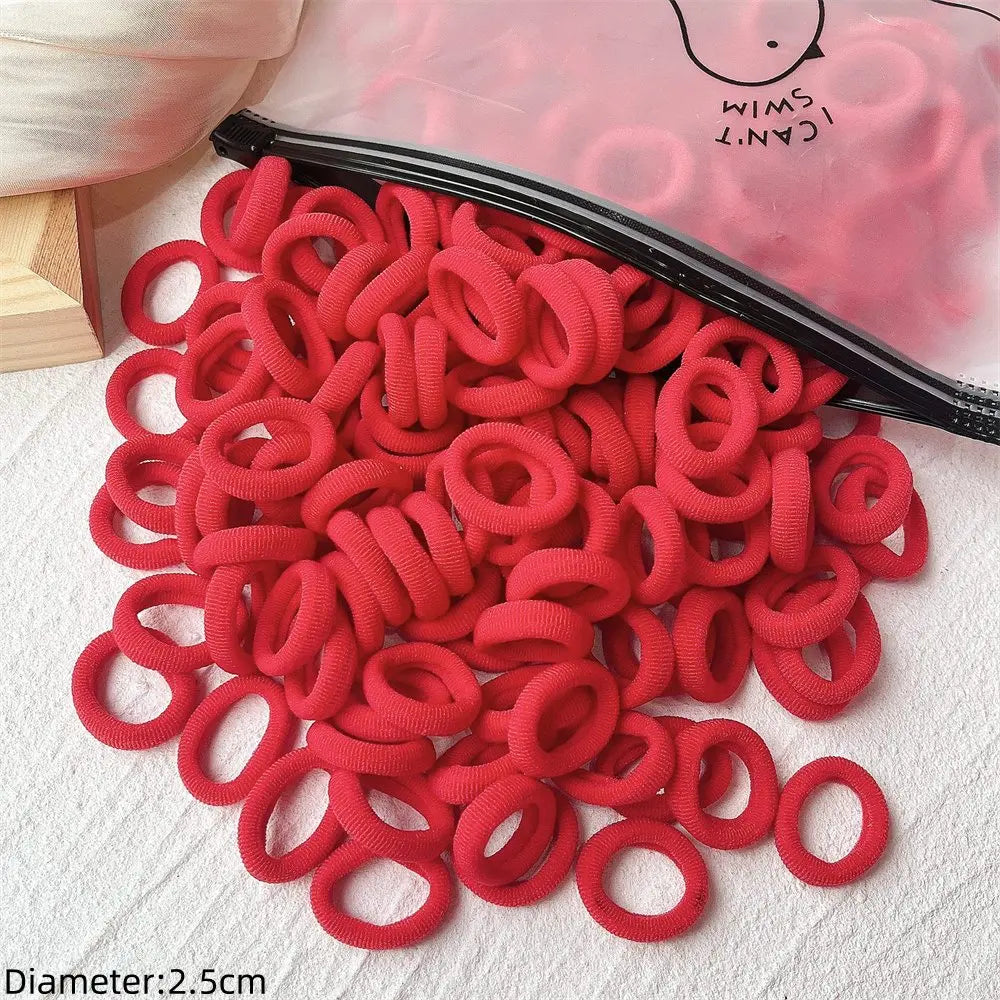 50pcs Black Elastic Hair Band Leagues Ties Colets Scrunchies Springs Gum Accessory For Girl Women No Damage Pigtails Holder Set