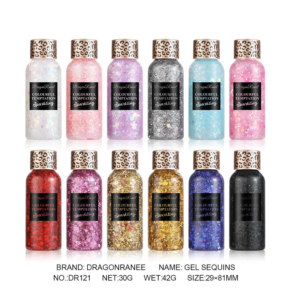 Eye Glitter Nail Hair Body Face Gel Art Waterproof High Gloss Glitter Body Multifunctional Makeup Decoration Party Festival