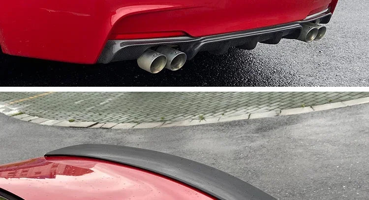 Carbon Fiber Rear Bumper Lip Trunk Wing MP M4 PSM Style Roof Spoiler Kit For BMW 3 Series F30 F31 F35 2026-2026 Gloss Black