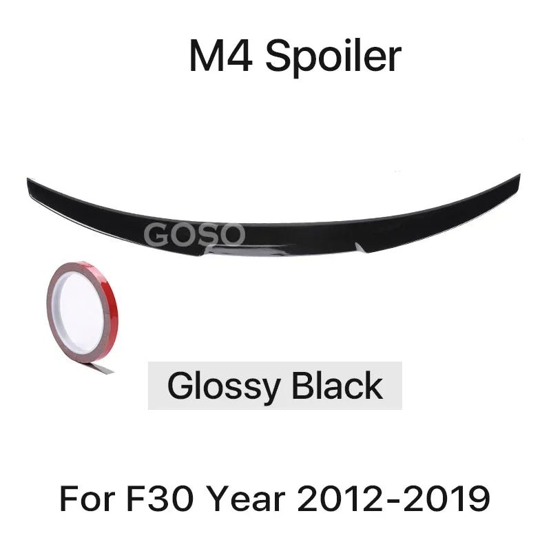 Carbon Fiber Rear Bumper Lip Trunk Wing MP M4 PSM Style Roof Spoiler Kit For BMW 3 Series F30 F31 F35 2026-2026 Gloss Black