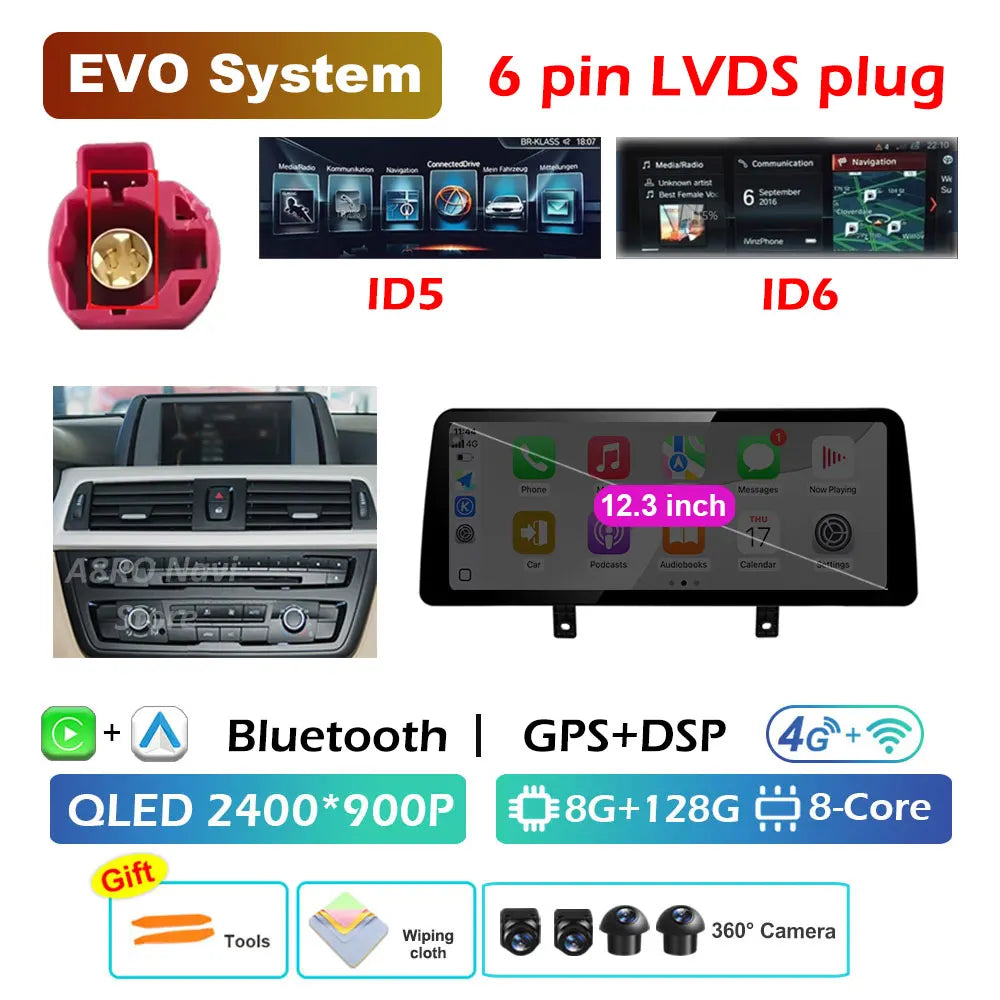 Wireless CarPlay & Android Auto Retrofit Module, Compatible with BMW 3 4 Series F30 F32 (NBT EVO)