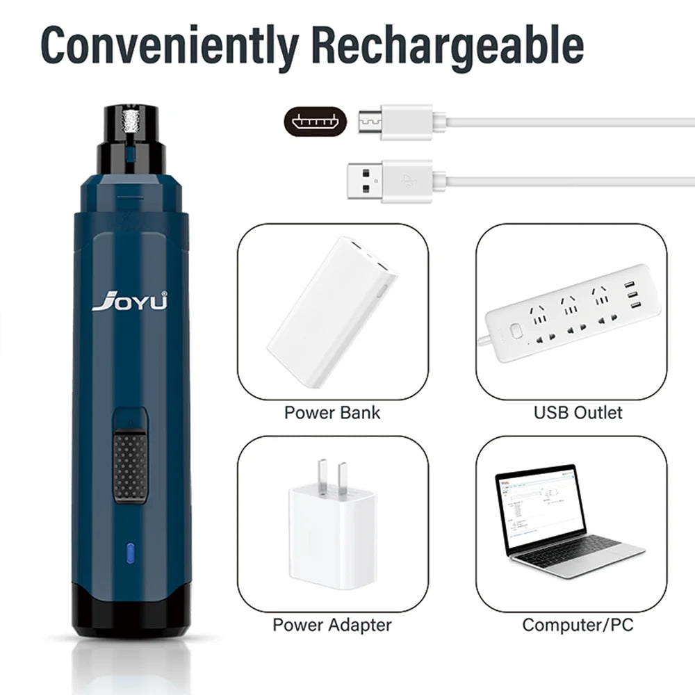 2-Speed Rechargeable Dog Nail Grinder — Quiet Electric Pet Nail Trimmer