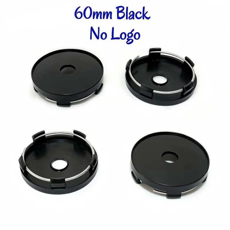 New 4pcs/Set No Logo 48mm 50mm 56mm 60mm 65mm 68mm Rim Blank Base Black Silver Tire Hub Caps External Refit Car Styling Accessor