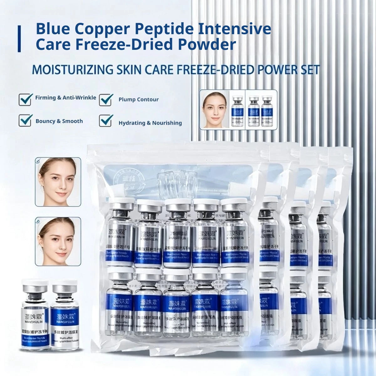 GHK-CU Blue Copper Lyophilized Powder Repair Firmng Serum Hydration Brightening Essence Improve Elasticity Skin Care
