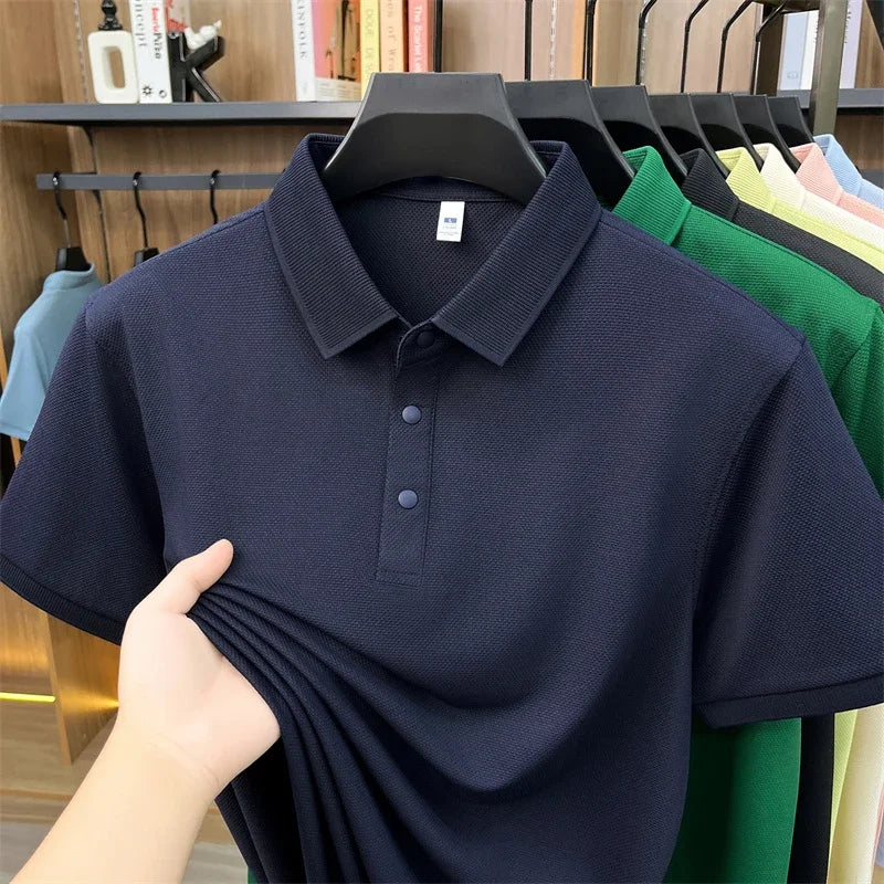 Men's All-Season Lapel Polo - Breathable, Comfortable Casual Top