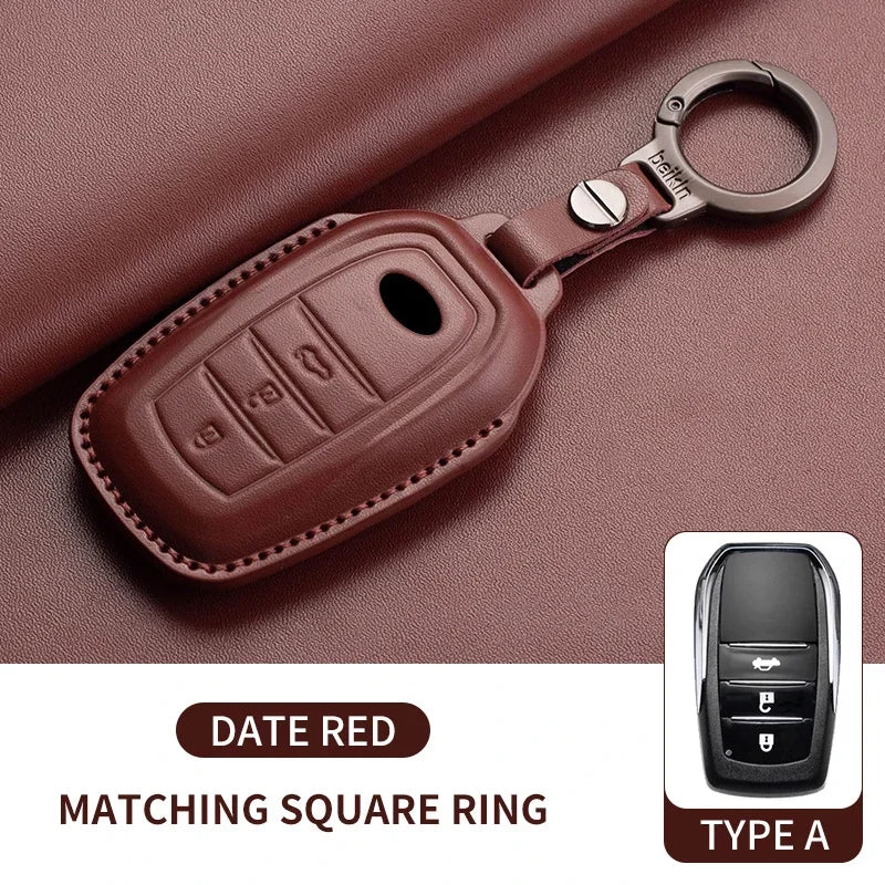 New Leather Car Remote Key Case Cover Shell For Toyota Prius Camry Corolla Avalon CHR RAV4 Land Cruiser Prado Keyless Key Fob