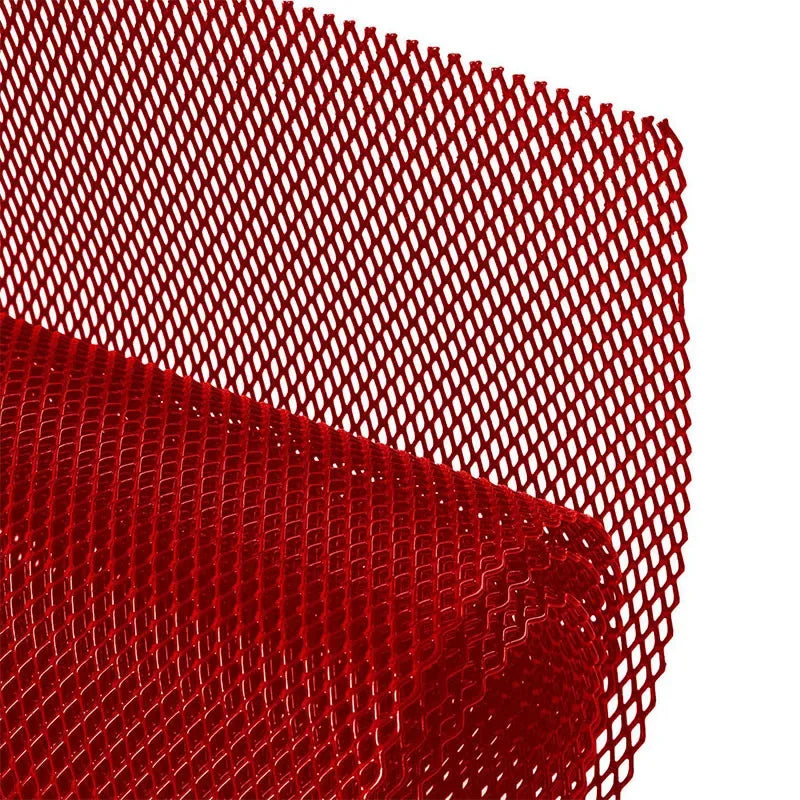 100x33cm Diamond Hole Aluminium Racing Car Bumper Grille Grill Mesh Net Vent Red Blue Tuning Universal Protector Home Garden