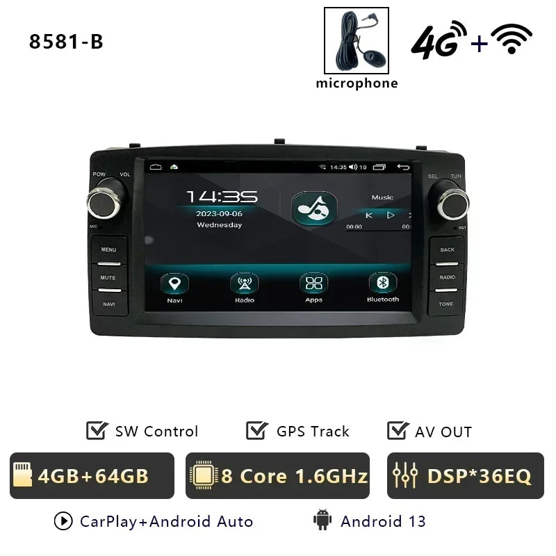 CHSTEK Android 14 Auto Car Radio For Toyota Corolla E120 2000-2006 BYD F3 Wireless Carplay Multimedia WIFI 4G Navigation FM BT