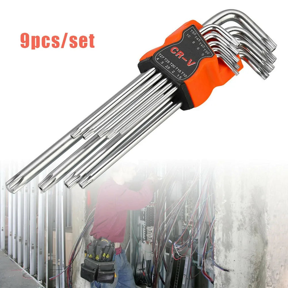 9Pcs L Type Double-End Screwdriver Hex Allen Key Set Torx Wrench Screwdriver Bits Star Spanner Key Hand Tools