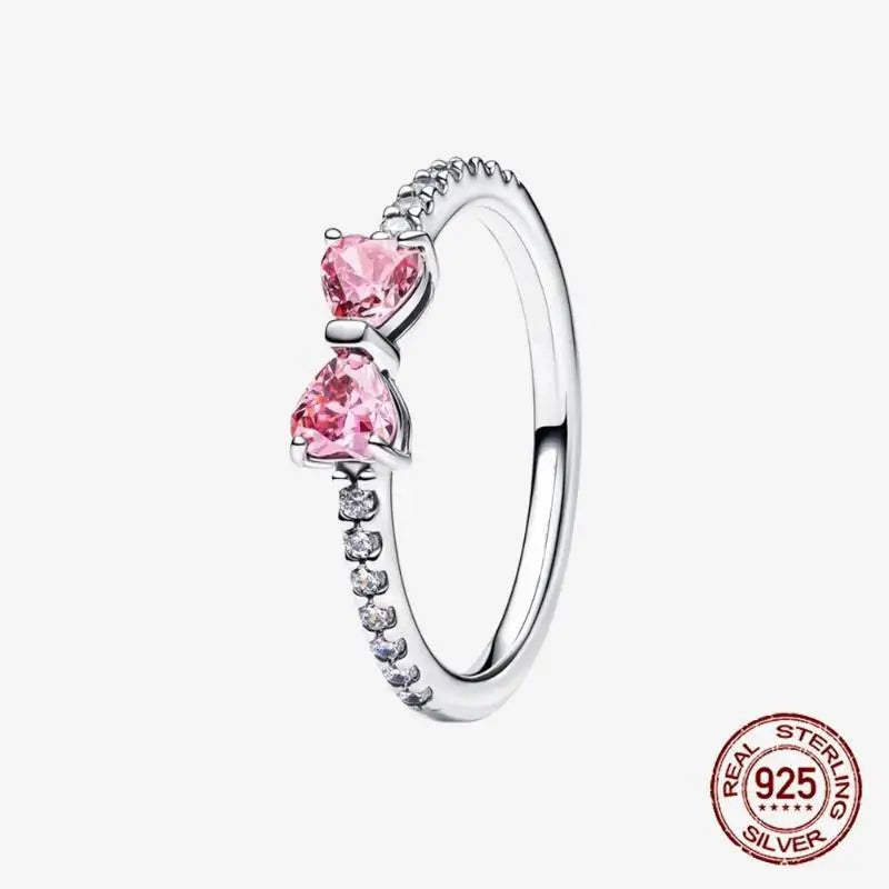 925 Sterling Silver Open Ring Style CZ Paved Heart Butterfly Flower Colorful Gemstone Ring For Women Daily Wear Jewelry Gift