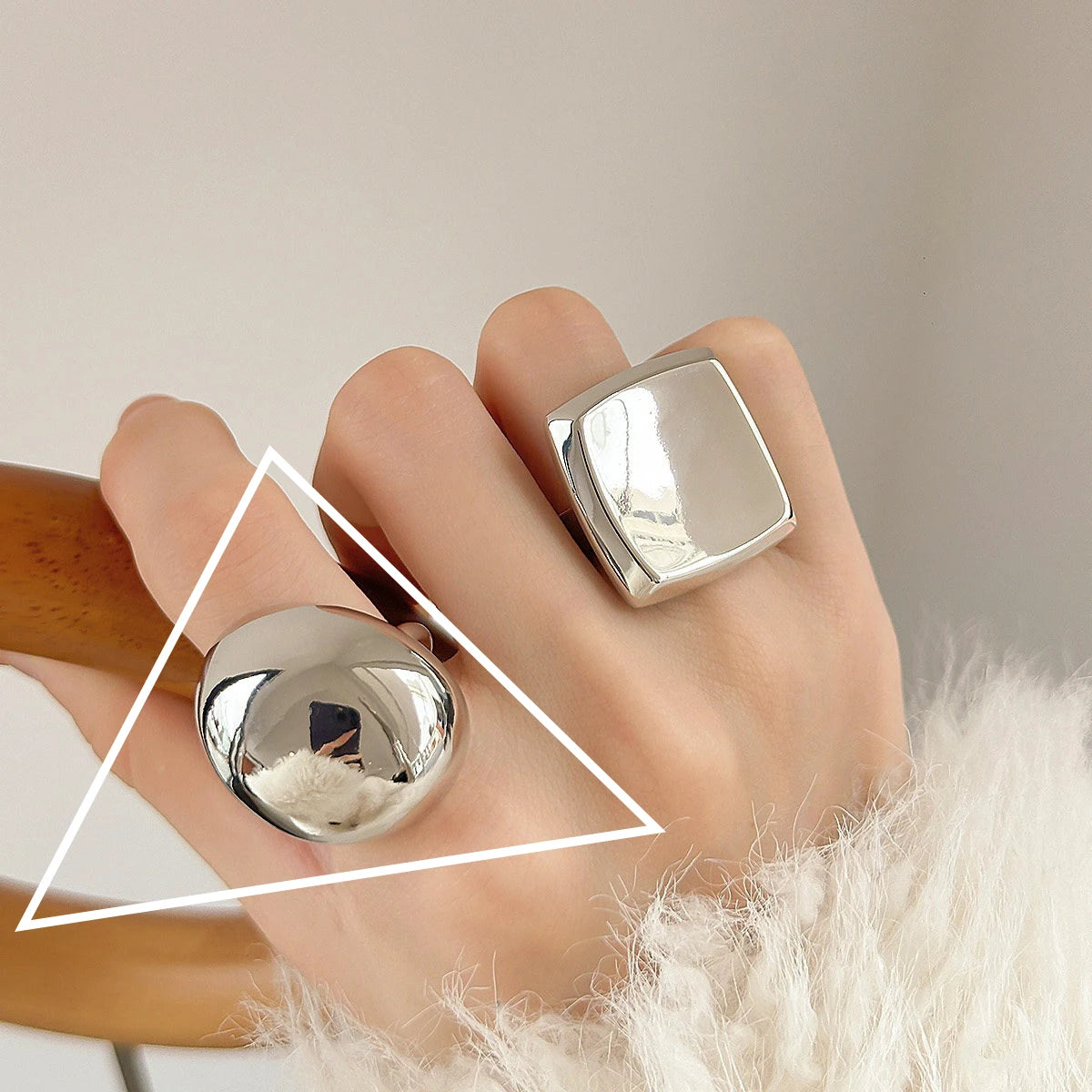 PANJBJ 925 Sterling Silver Hollow Out Rings For Women Three Layered Cross Punk Irregular Vintage Jewelry Gift Dropshipping