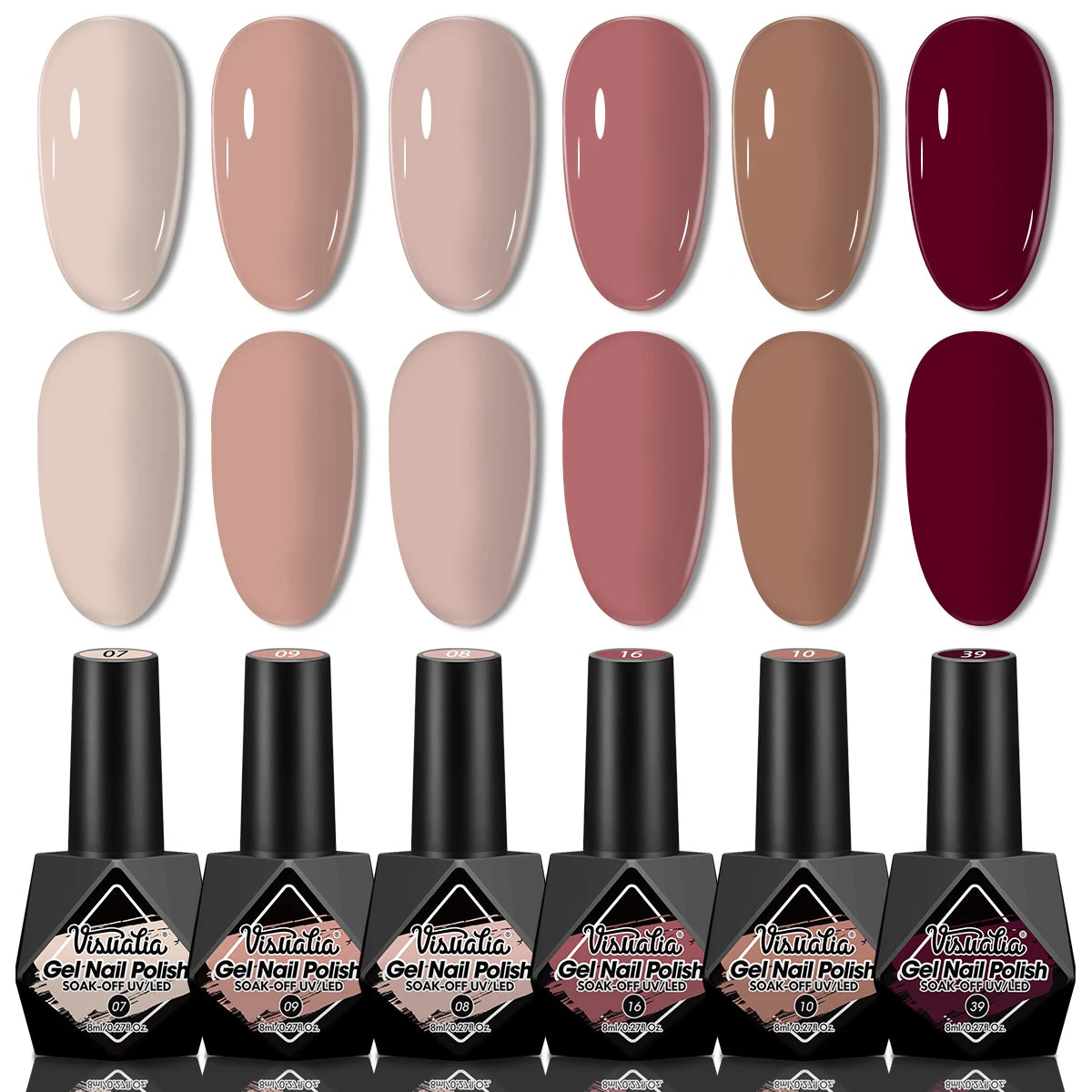 Pink Gel Nail Polish Set - 6pcs All Season Gel Nail Polish Set, UV Gel Polish, Hypoallergenic, Shimmery Finish - Suitable for Na
