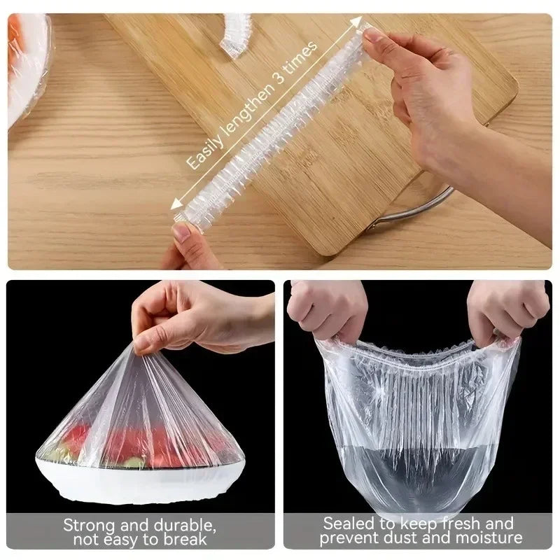 Reusable Disposable Food Cover Plastic Wrap Durable Elastic Food Lids for Bowls Elastic Plate Covers For Kitchen Food Saver Bag