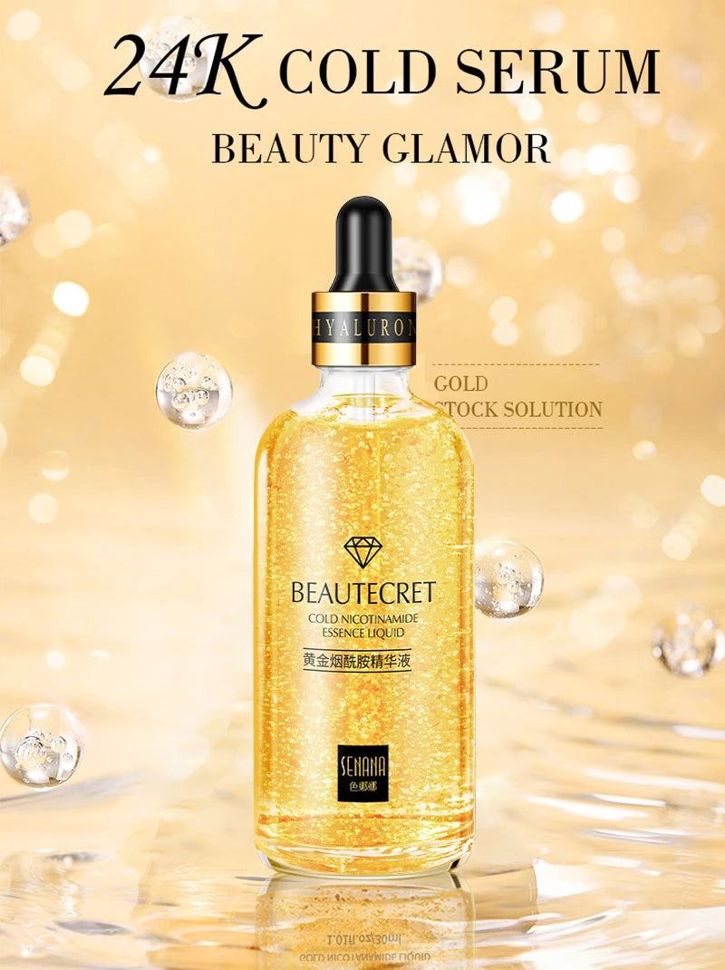 24K Gold Hyaluronic Acid Nicotinamide Face Serum Moisturize Softening The Skin, Preventing Dryness and Cracking Facial Essence