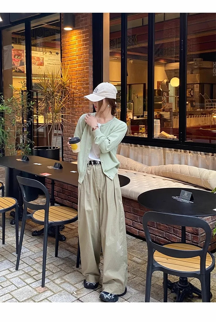 Women's slim button cardigan, crew neck knit — view 16 of 20